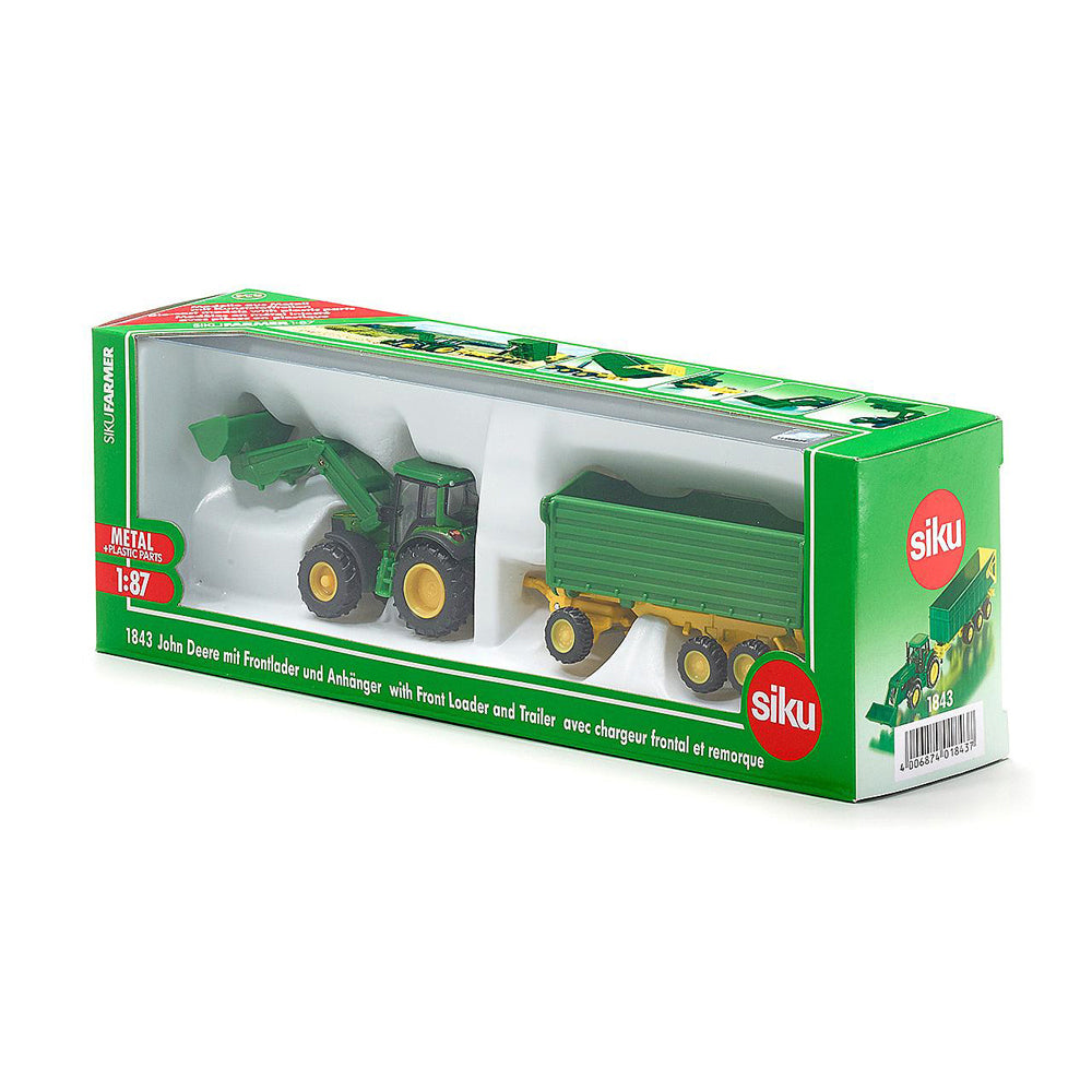 Siku 1:87 Scale Diecast John Deere & Front Loader Trailer Kids 175mm Toy 3y+