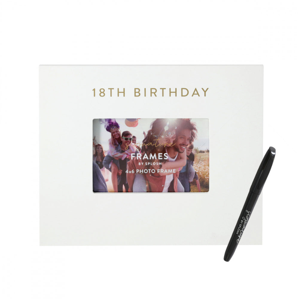 Splosh 18th Birthday Signature Photo Frame w/ Marker Home Decor 27.5x23cm White