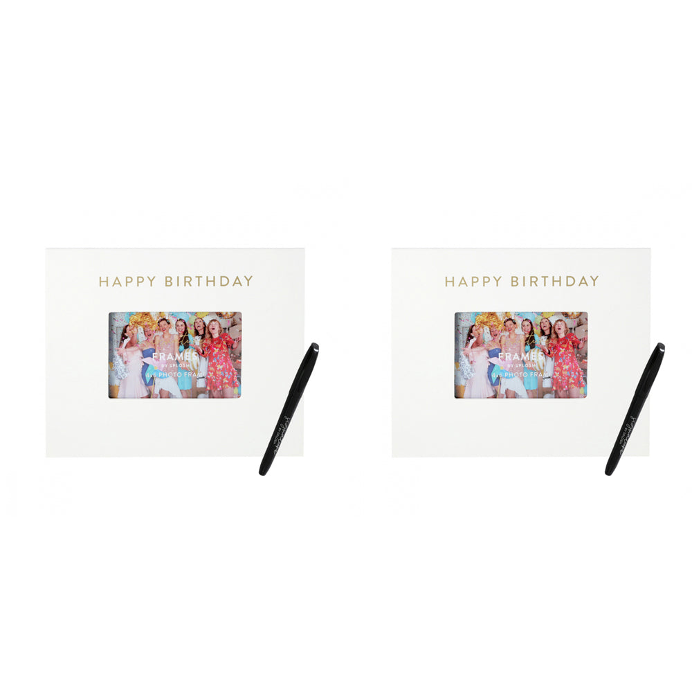 Splosh Happy Birthday Signature Photo Frame w/ Marker Decor 27.5x23cm White (2 Pack)