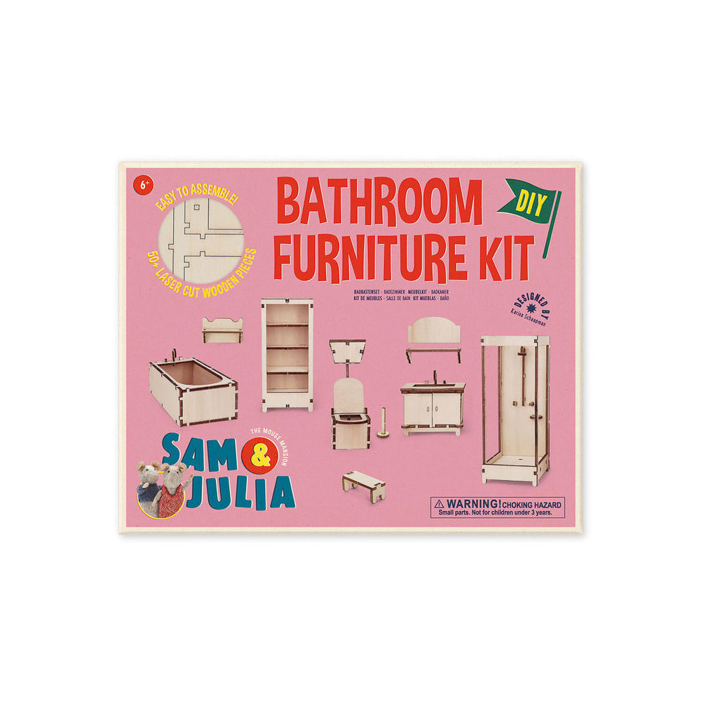 Sam & Julia Wooden Bathroom Furniture Kit Kids/Children DIY Fun Play Toy 6y+