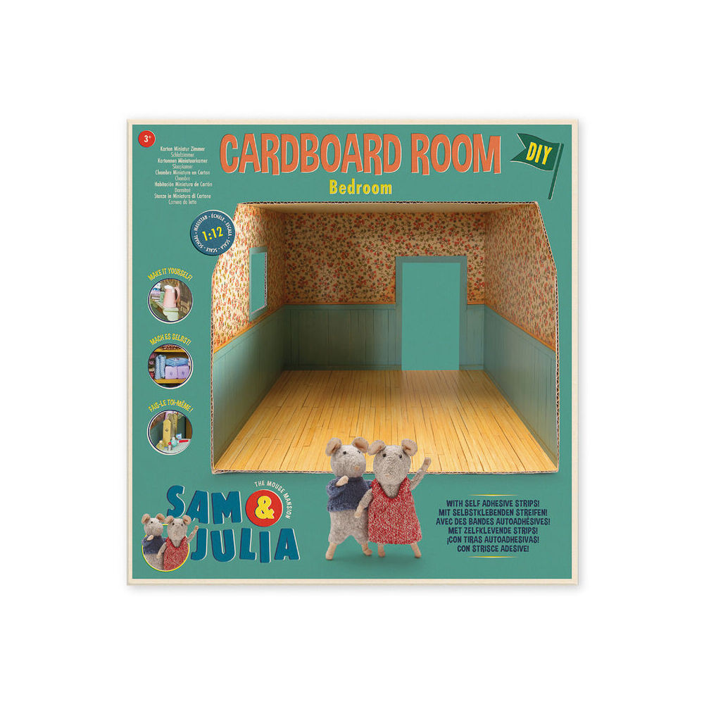 Sam & Julia Cardboard Room Master Bed Miniature Dollhouse Roombox Toy 6y+ — image 5
