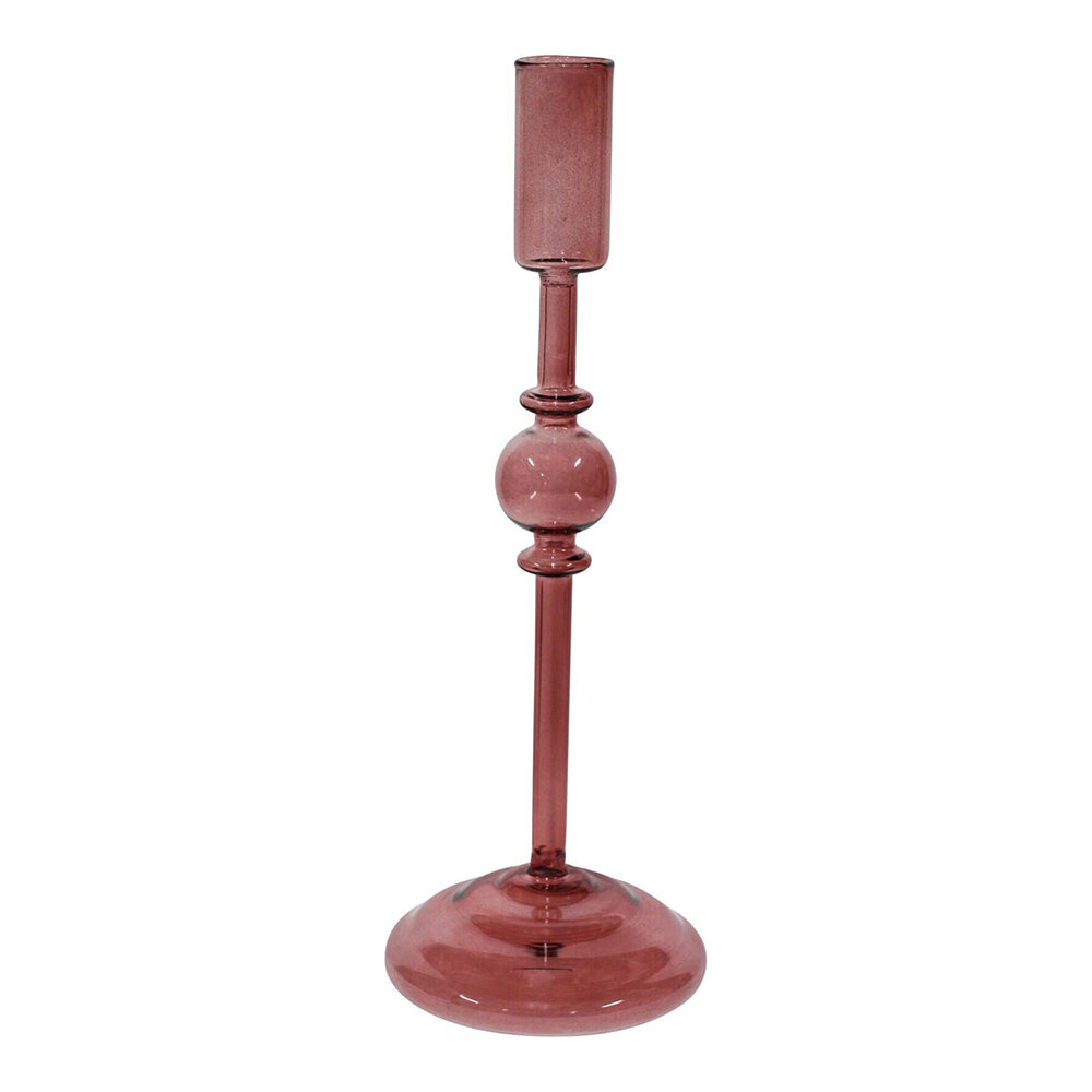 LVD Glass Mia 28cm Taper Stick Candle Holder Home Decorative Stand Display Plum