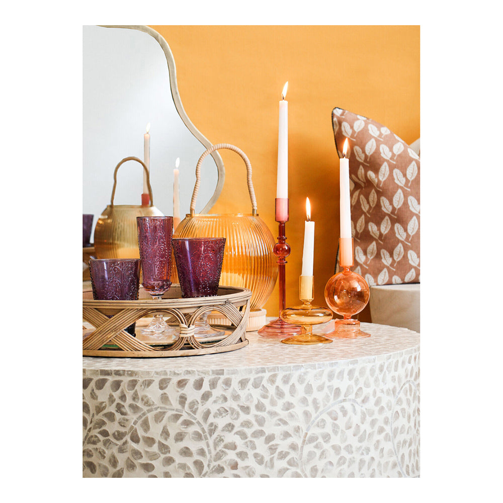 LVD Glass Elle 19cm Taper Stick Candle Holder Home Decorative Display Tangerine — image 2