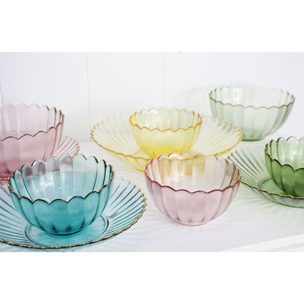 LVD Glass Dish Serve Plate Decorative Home/Dining Tableware Large Mist/Gold — image 3