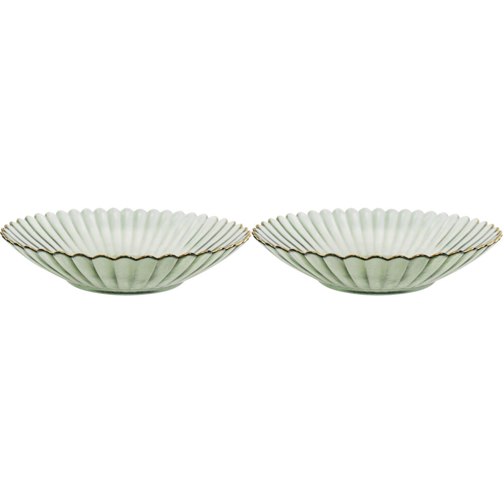 LVD Glass Dish Serve Plate Decorative Home/Dining Tableware Large Moss/Gold (2 Pack)