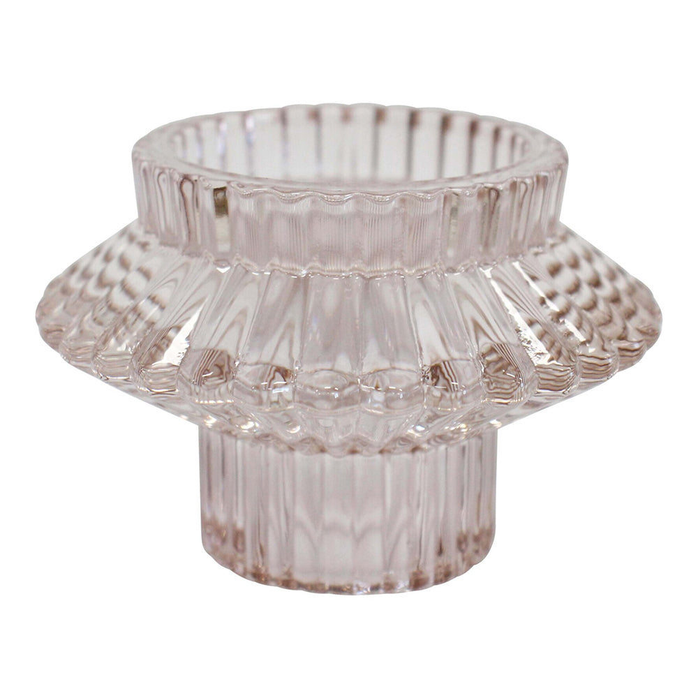LVD Glass 8cm Double Sided Pillar/Taper Candle Holder Home Decor Display Lemonade