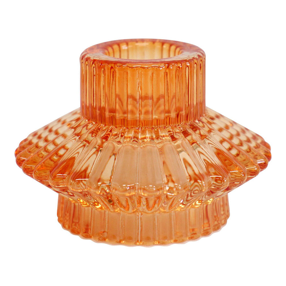 LVD Glass 8cm Double Sided Pillar/Taper Candle Holder Home Decor Display Mandarin — image 2