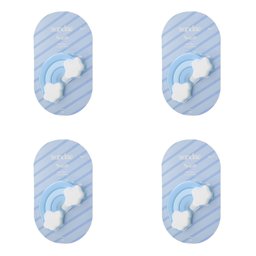 Sundae 100g Kids Fizzing Bath Bomb Bathroom Shower Bubblegum Body/Skin Wash (4 Pack)