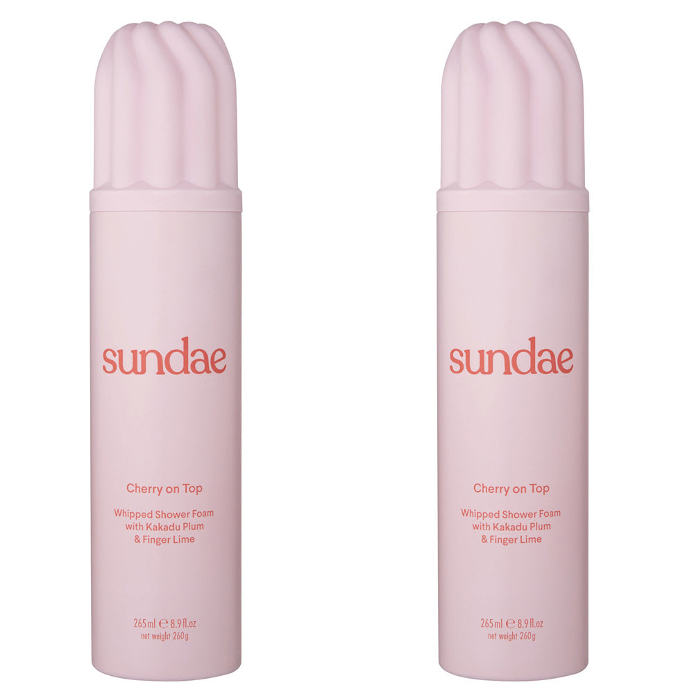 Sundae 265ml Whipped Shower Bathroom Foam Cherry On Top Scent Body/Skin Wash (2 Pack)