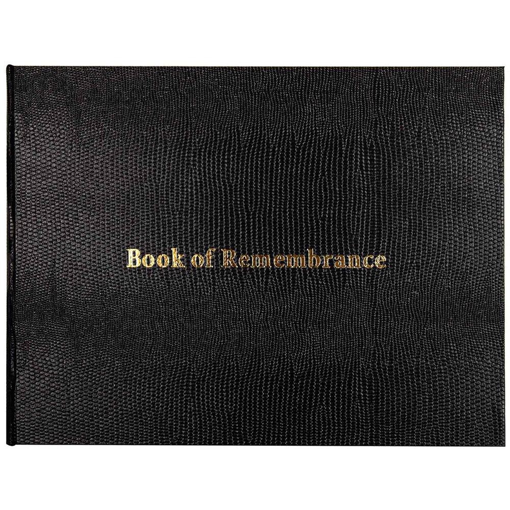 LMD Remembrance Guest Signature Tribute Book 9x7" Lizardskin Funeral Keepsake