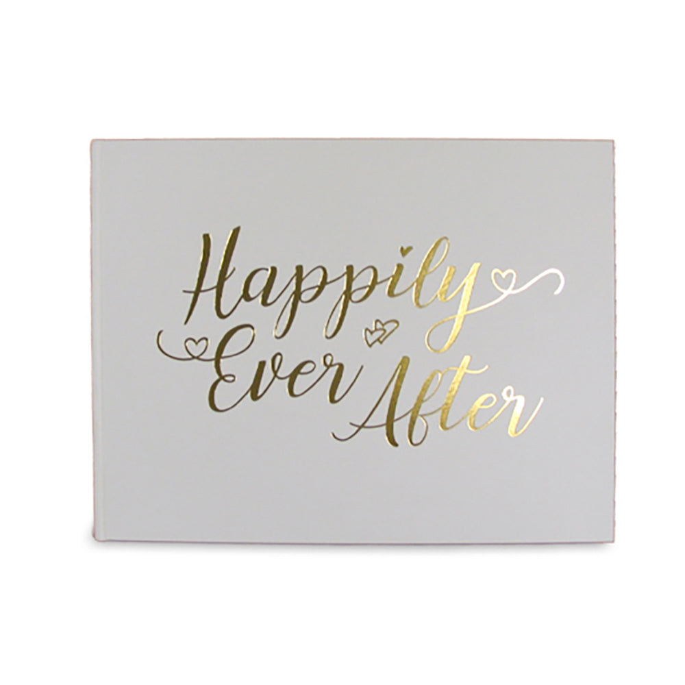 LMD Wedding Guest Signature Book Happily Ever After Gold/White Birthday Keepsake