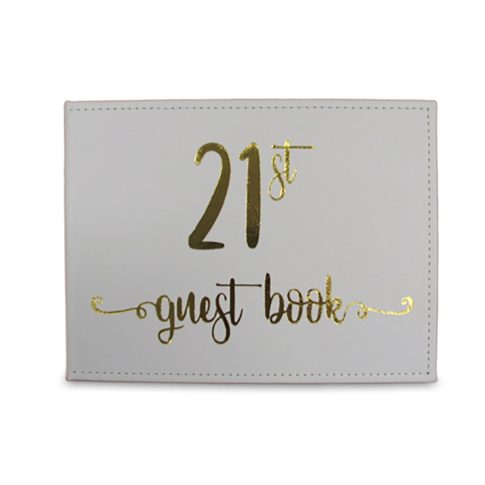 LMD Guest Book 21St Gold Text 23x18cm Novelty Birthday Party Signature Pad Set
