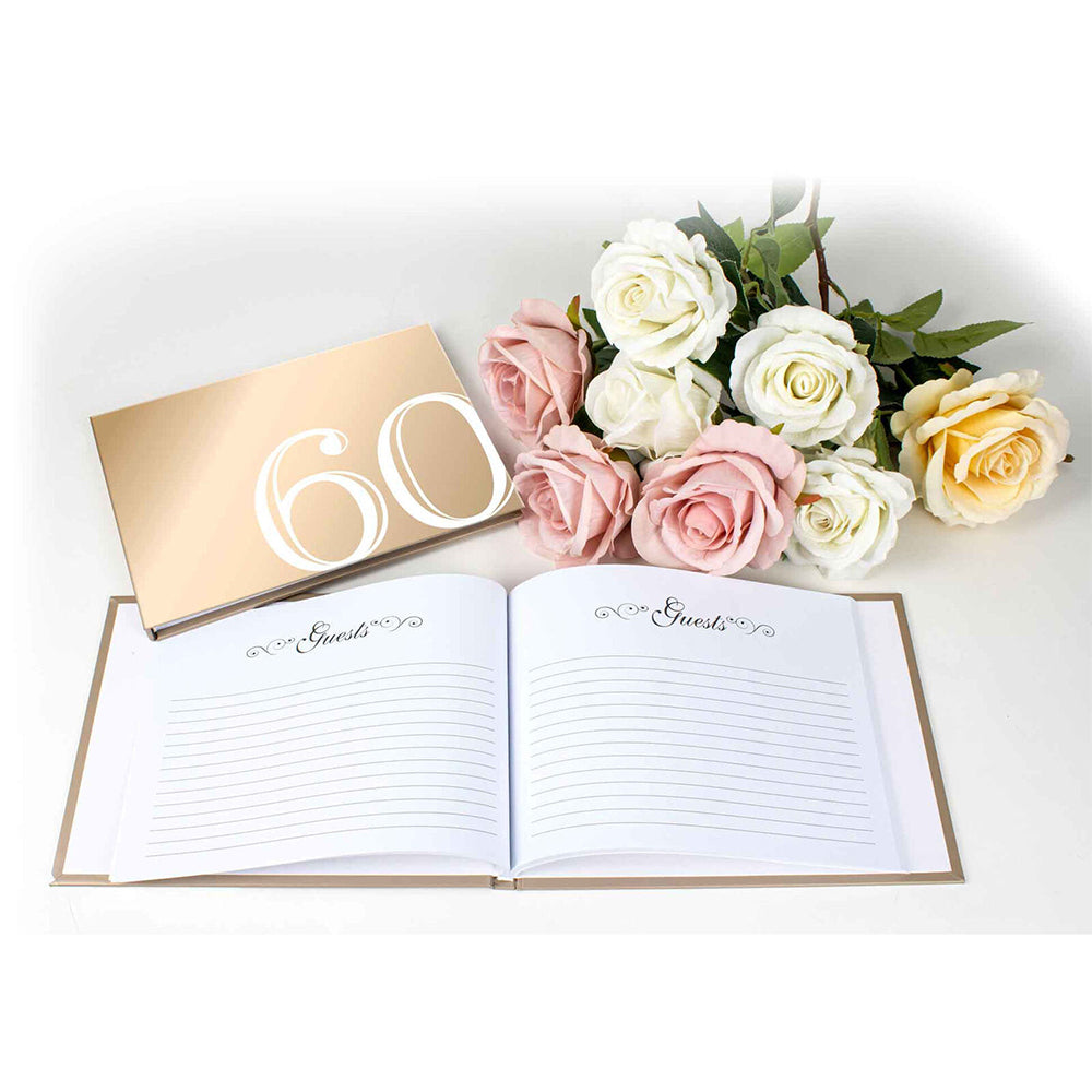 LMD 60th Rose Gold Guest Book Rose Gold Text 23x18cm Birthday Keepsake — image 2