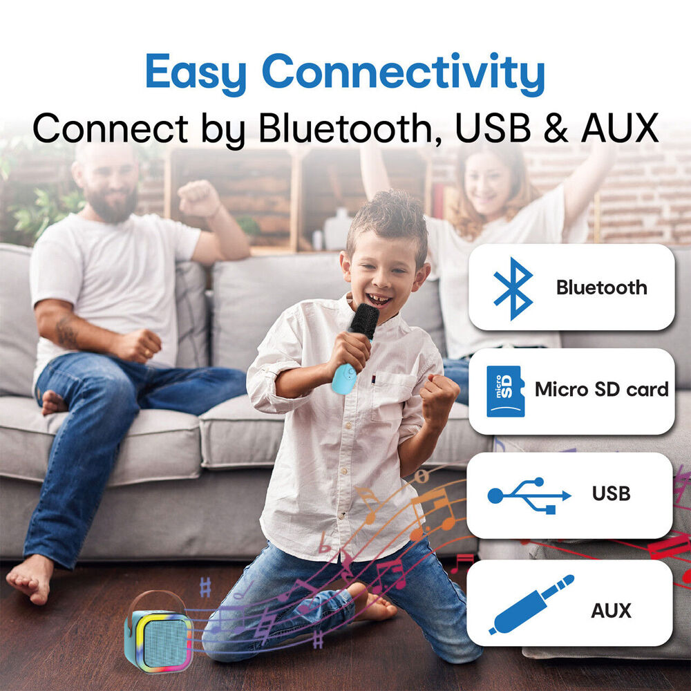 Laser Blue Mini Karaoke Bluetooth Speaker w/ 2xWireless Microphones — image 2