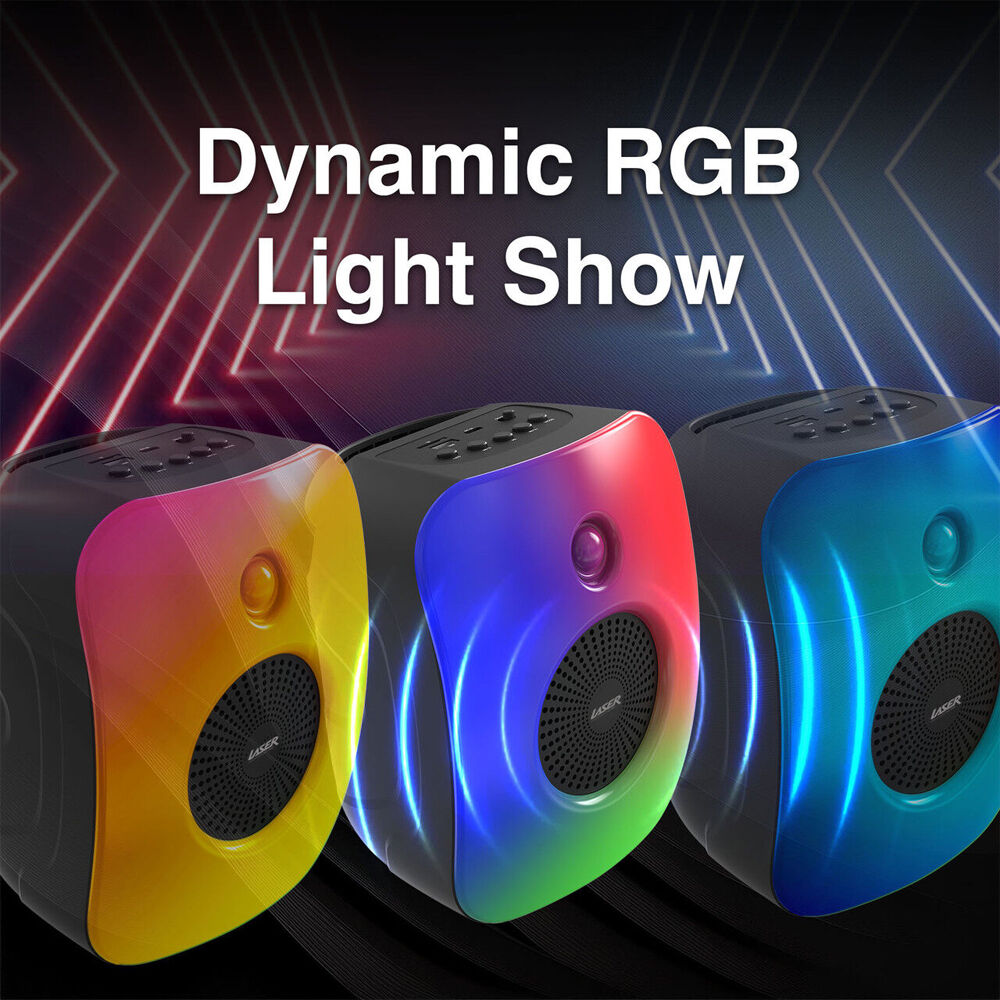 Laser Black RGB LED Light Portable Bluetooth Wireless Stereo Mini Speaker — image 2