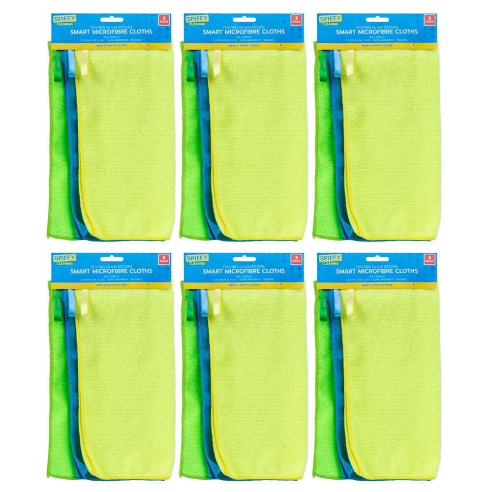 Spiffy 3PK Spiffy 30cm Smart Microfibre Cleaning Super Absorbent Kitchen Cloths (6 Pack)