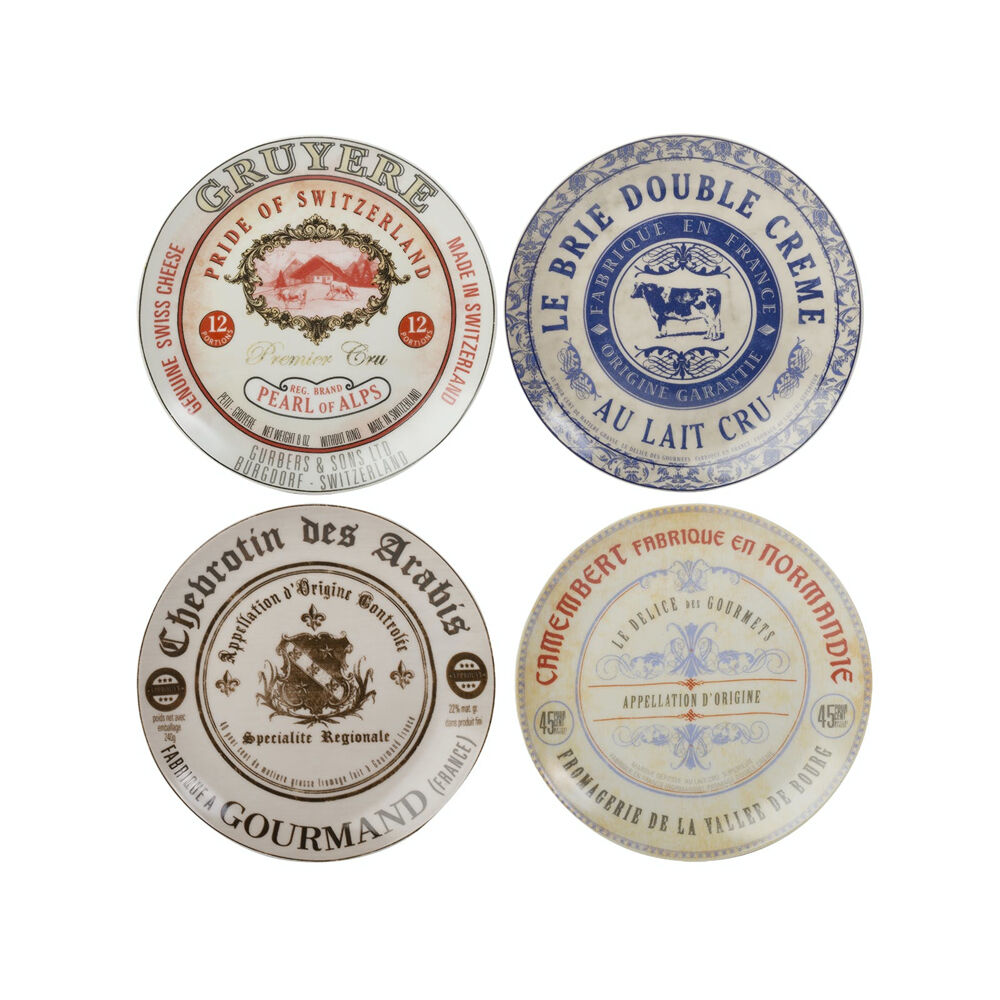 Artesa Creative Tops Gourmet Porcelain Cheese Plates w/4 Designs Homeware (4 Pack)