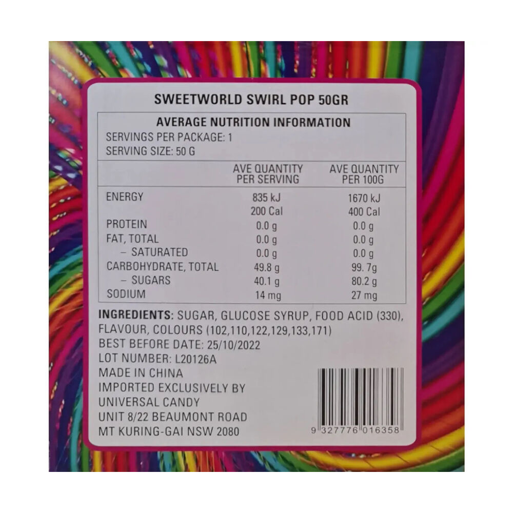Sweetworld 50g Colorful Swirl Pop Lollipop Sweet Confectionery Candy — image 2