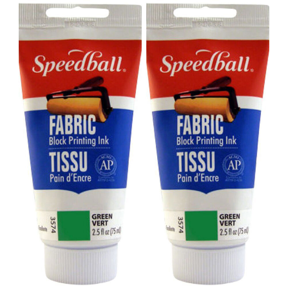 Speedball Water-Washable Oil-Based Fabric Block Printing Ink 75ml Green (2 Pack)