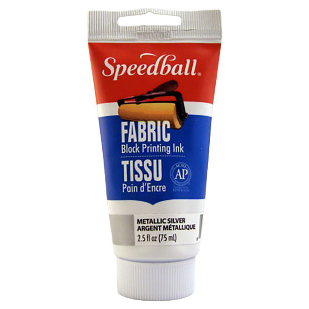 Speedball Water-Washable Oil Fabric Block Printing Ink 75ml Metallic Silver