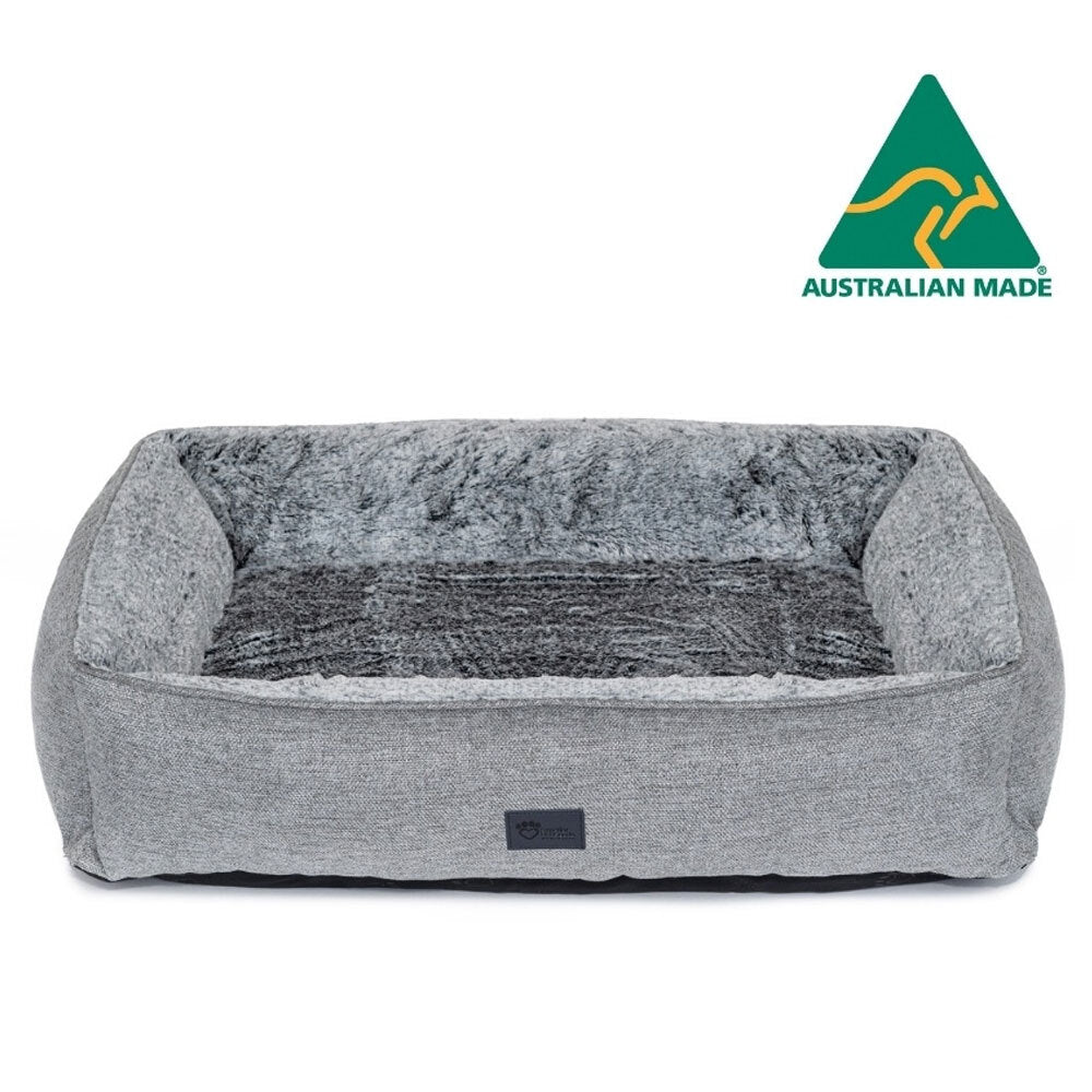 Superior Pet Goods Large Dog Bed 116cm Ortho Lounger Artic Faux Fur Cushion Grey — image 2