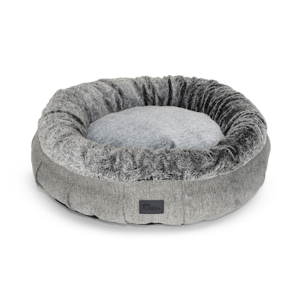 Superior Pet Goods Superior Pet Plus Harley Pet/Dog Bed Harlow Grey & Artic Faux Fur — Large 80cm