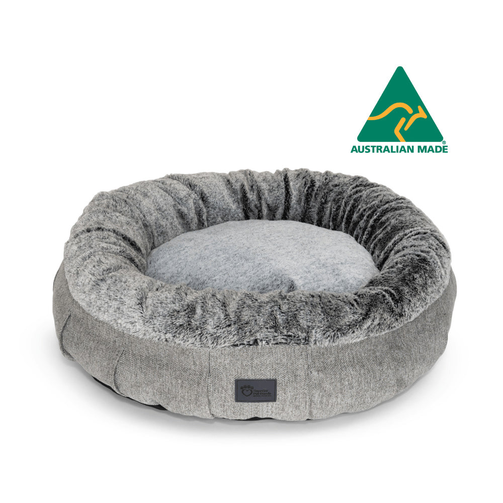Superior Pet Goods Harley Plush Dog Bed Harlow Grey & Artic Faux Fur Small 40cm — image 2