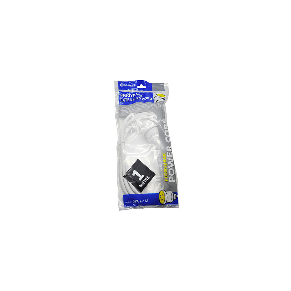 Sansai Piggy Back Indoor Extension Power Lead/Cord Plug/Socket Cable 1M White