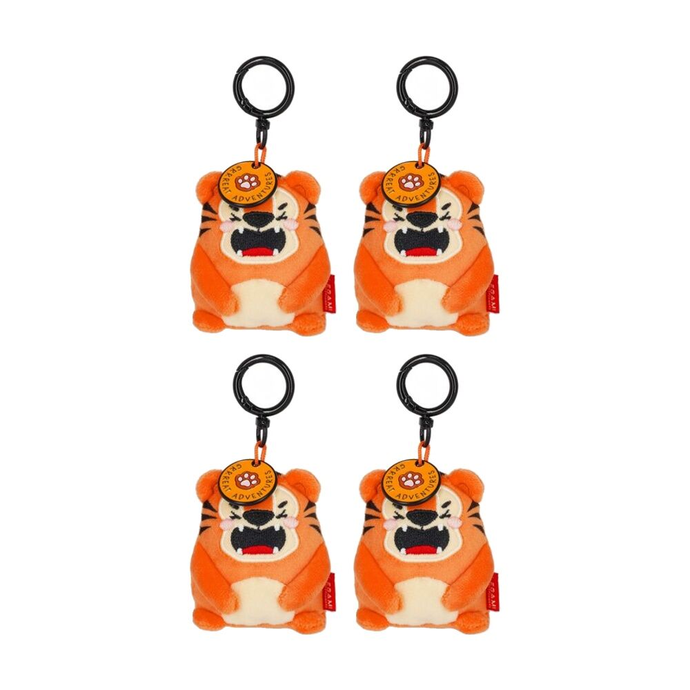 Legami Plush Keyring Tiger w/Metal Ring Super Soft Kids Bag Charm/Toy 3y+ (4 Pack)