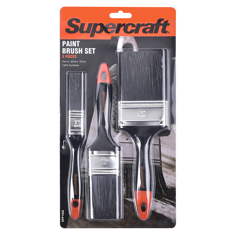 Supercraft DIY Home Improvement House Paint Brush Set Polyester 25/50/75mm (3 Pieces)