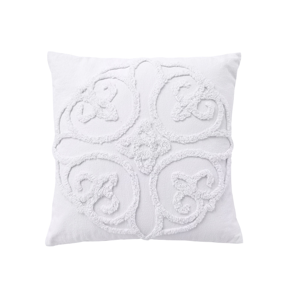 Bianca Ella Square White Cotton Soft Chenille Cozy Comfort Cushion/Pillow 43cm