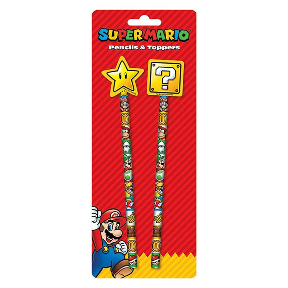 Super Mario Brothers Video Game Themed Pencil Set Star and Question Block (2 Pieces)