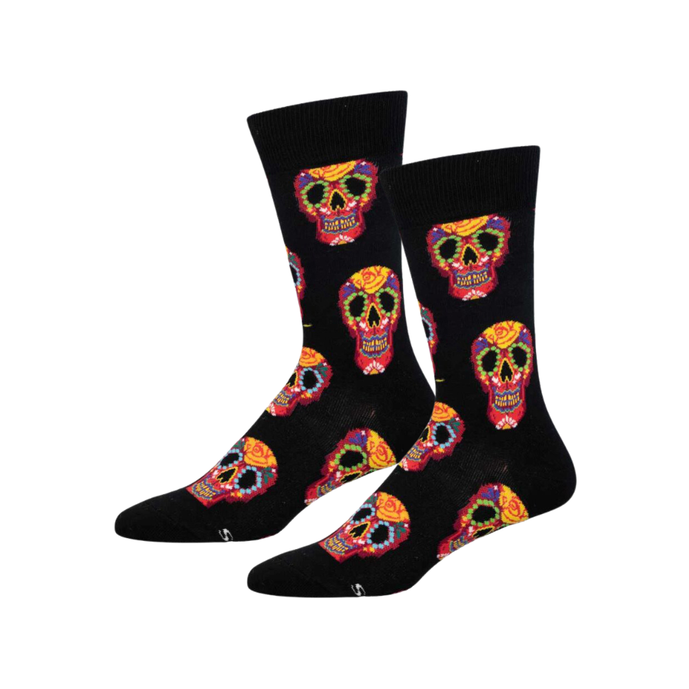 Socksmith Mens Novelty Comfort Wear Socks Dia Des Los Muertos Skull One Size (2 Pack)