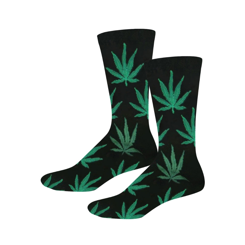 Socksmith Mens Novelty Casual Trendy Comfort Socks Pot Leaves Black One Size (2 Pack)