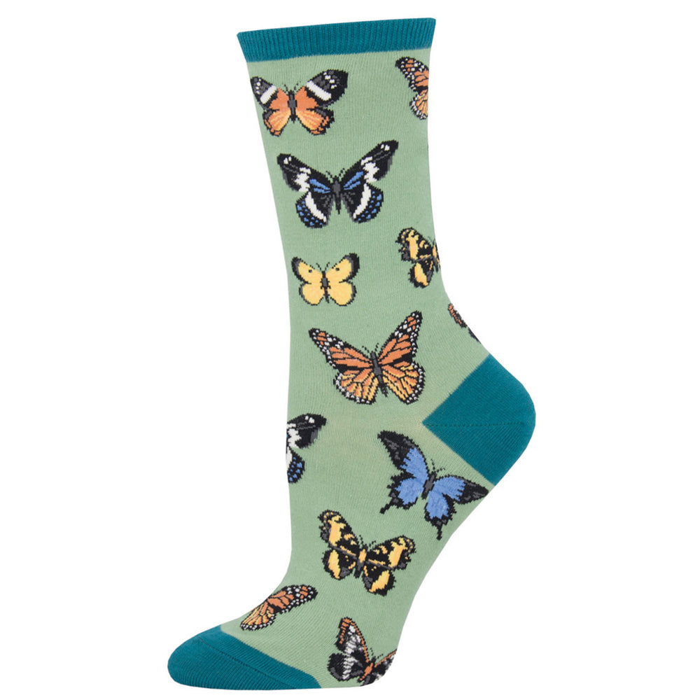 Socksmith Ladies Wear Novelty Trendy Socks Majestic Butterfly Green One Size