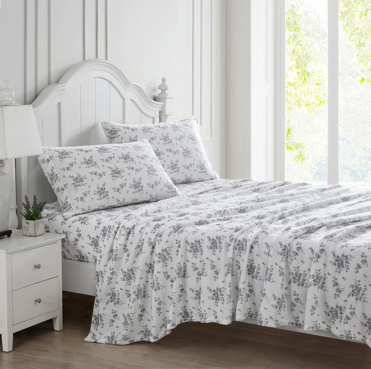 Ardor Single Bed Sylvia Mink Flannel Fleece Sheet/Pillowcase Set Silver — image 2