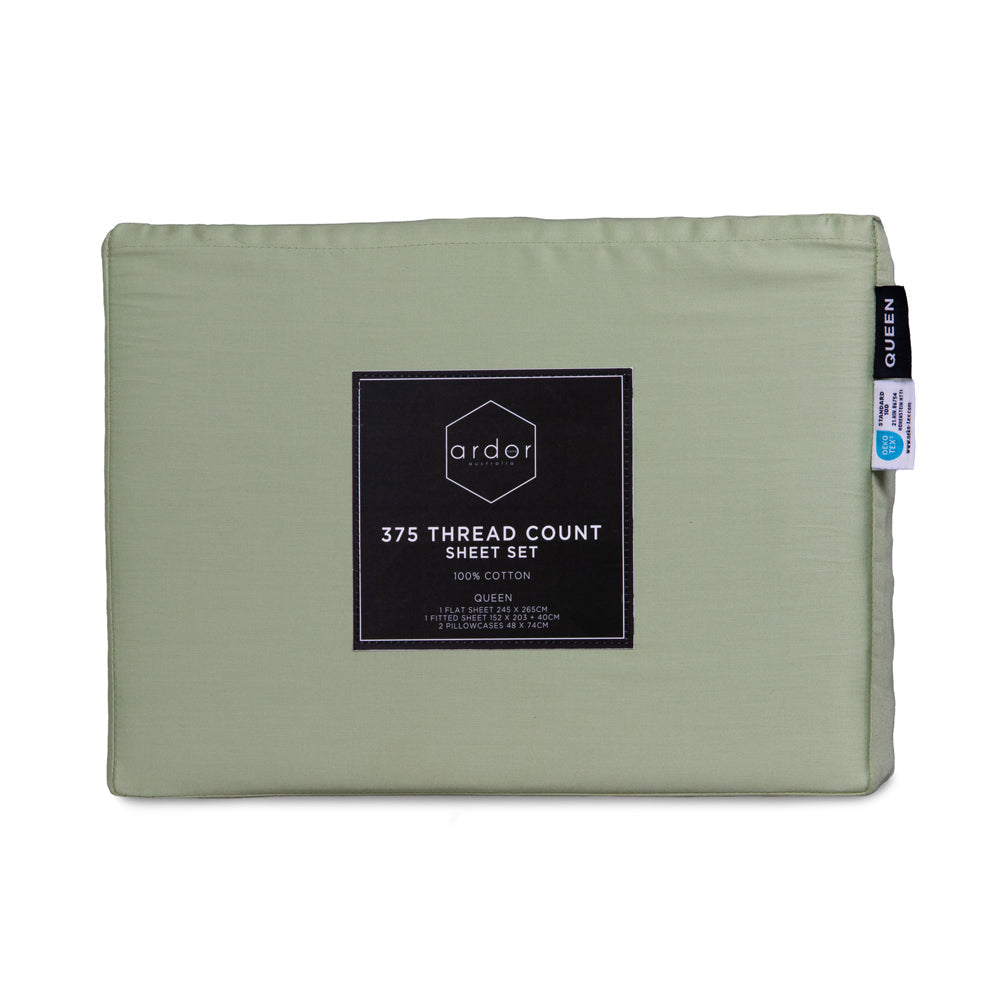 Ardor Cotton Sheet Set Home Bedding 375TC Sage — image 2