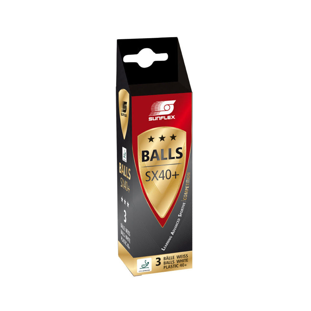 Sunflex ITTF Competition Approved 40+ Rating 3 Star Table Tennis Balls (3 Pack)