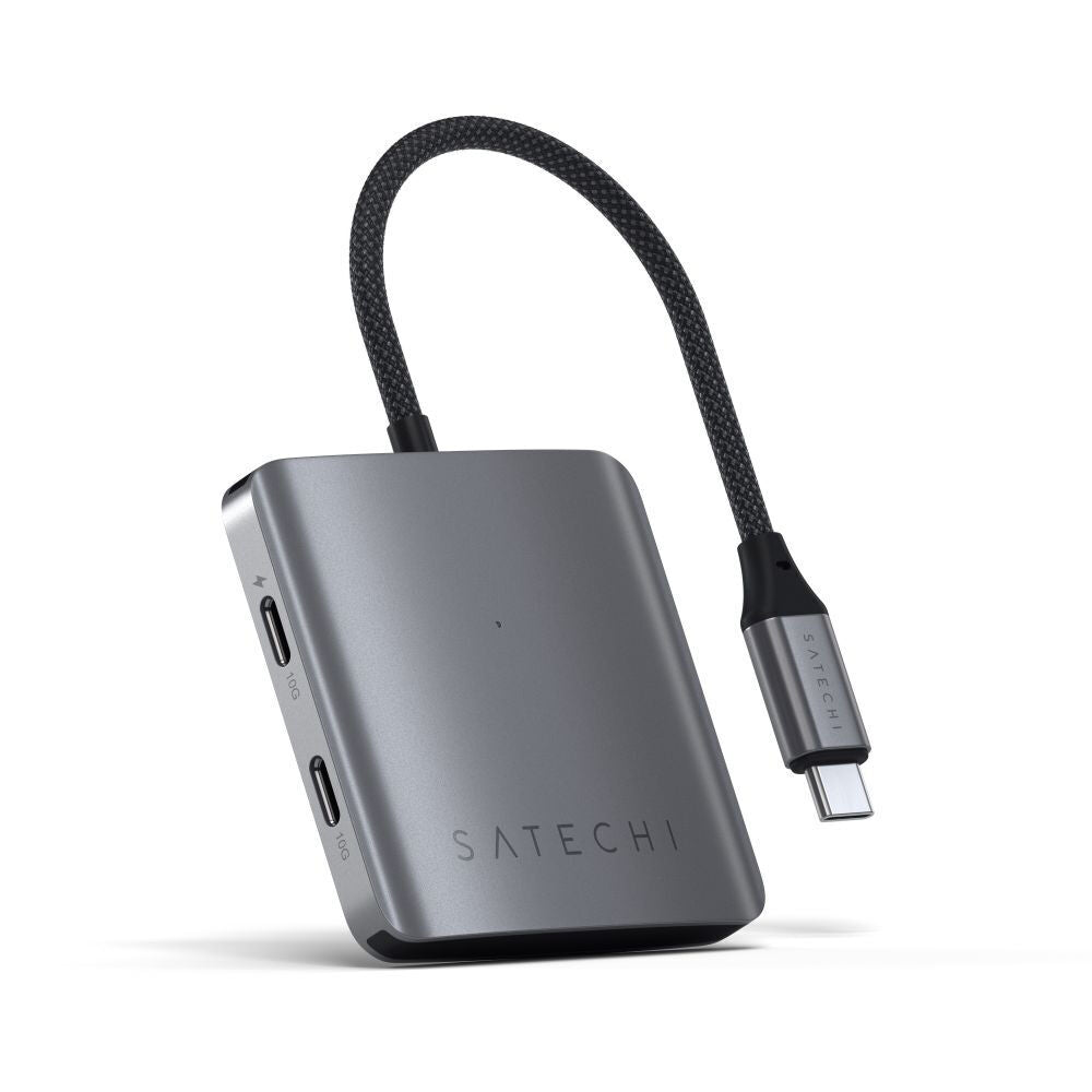 Satechi 4-Port USB-C Hub w/ Power Delivery 100W Travel-Friendly Adapter Grey