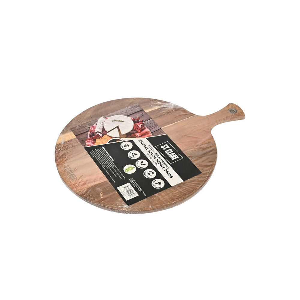 ST. Claire Acacia Round Paddle Board Cutting Serving Wooden Serveware 52x40cm — image 2