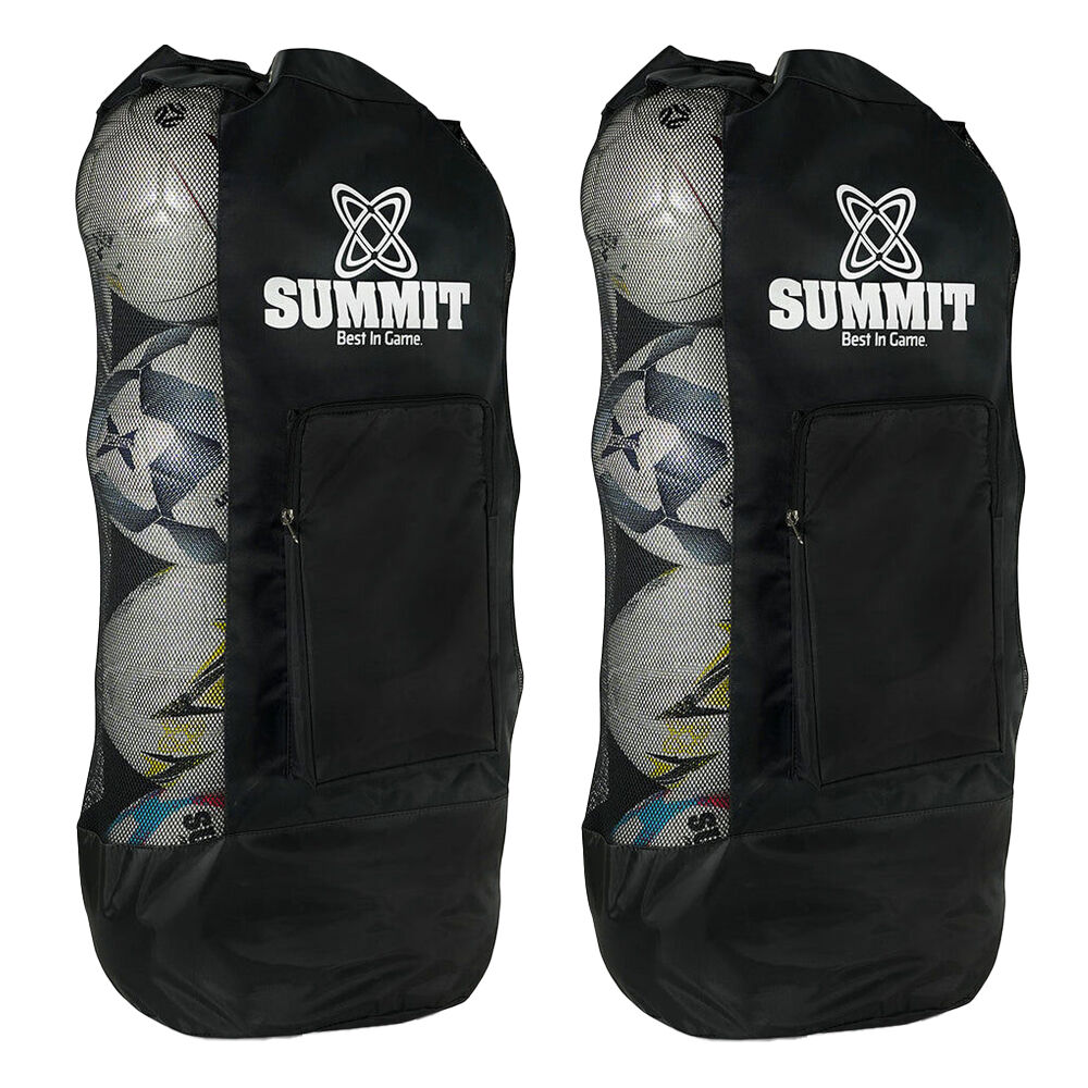 Summit Global Summit Heavy Duty Mesh Ball Bag Holds 8 Soccer Balls Durable Portable Sports (2 Pack)