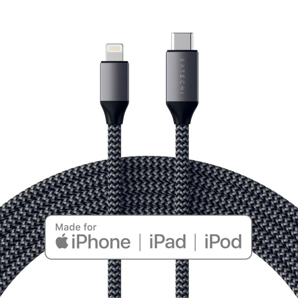 Satechi 1.8m USB-C w/ Lightning MFI-Certified Cable for Apple iPhone Space Grey — image 2