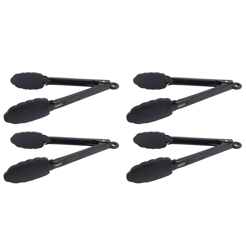 Classica St. Clare Black Silicone & Stainless Steel Tongs 26cm Cookware (4 Pack)