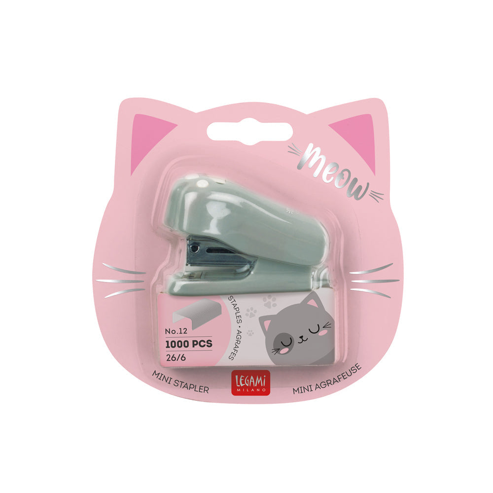 Legami Meow Kitty Mini Stapler No.12 w/ 1000pcs Staples Binder Office/School (2 Pack) — image 2