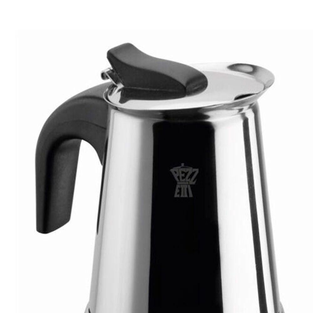 Pezzetti 4-Cup Stainless Steel Stovetop Espresso Coffee Maker w/ Handle Silver — image 2