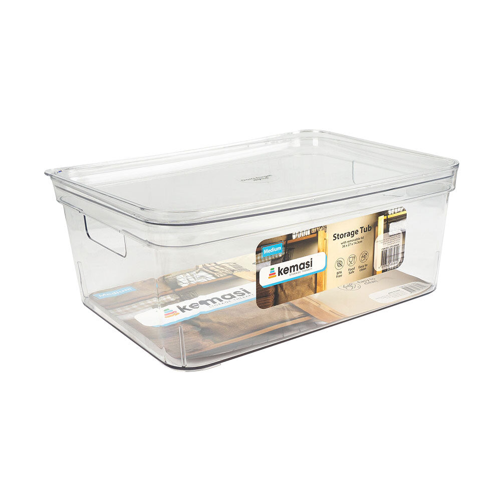 Kemasi Clear Pantry Storage Organisation Tub W/Lid Medium