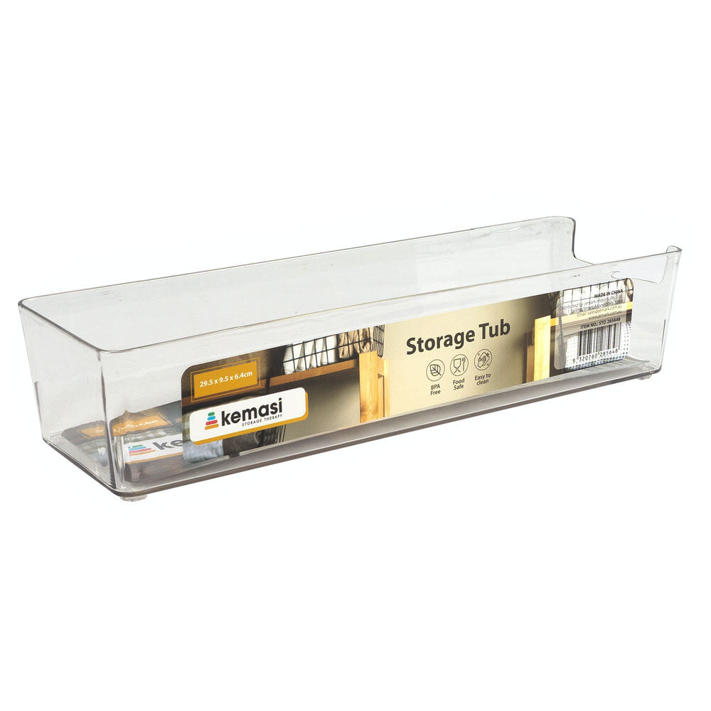 Kemasi Clear Pantry Storage Organisation Tub 29.5x9.5cm