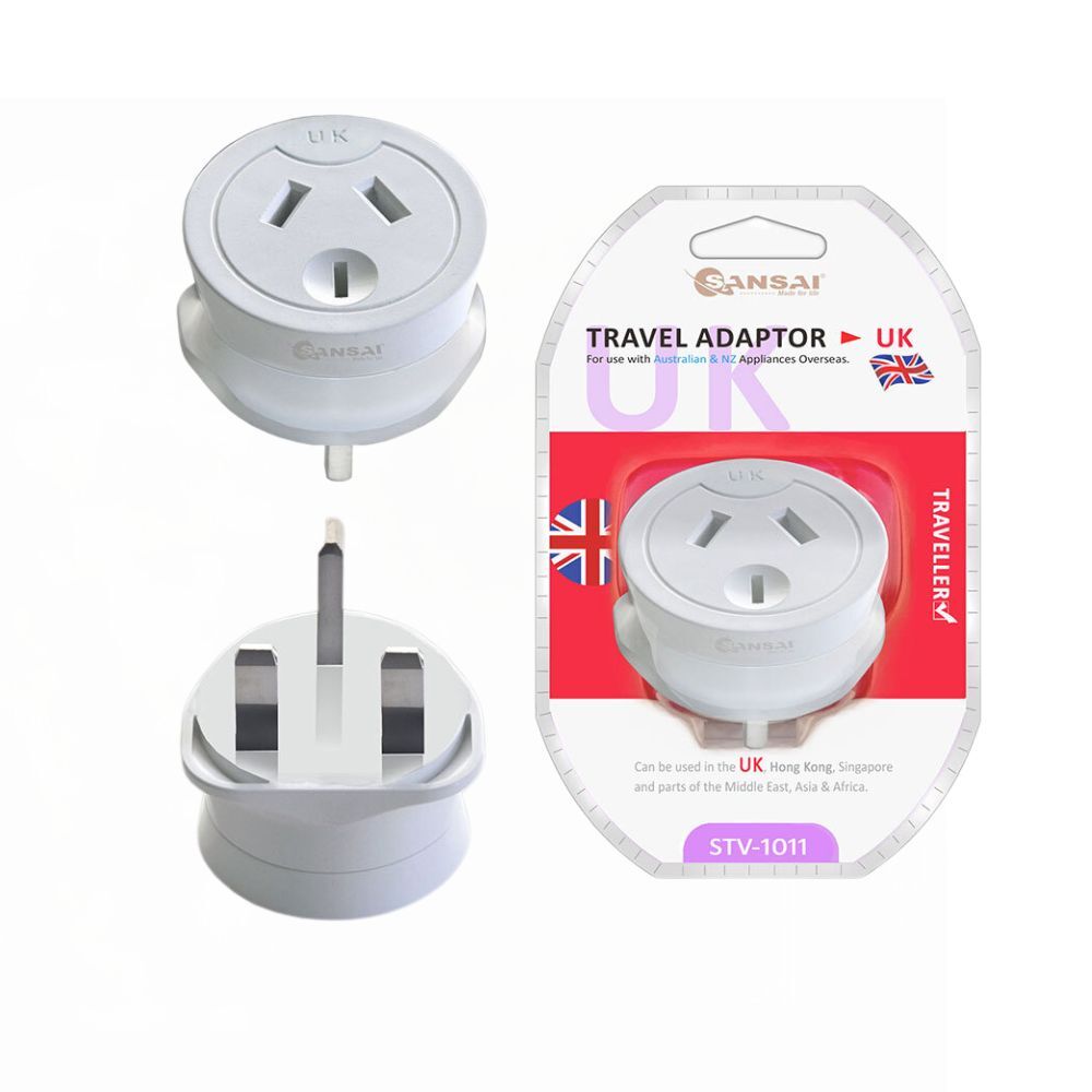 Sansai Travel Power Adapter Outlet AU NZ Socket to UK England Hong Kong Plug WHT — image 2