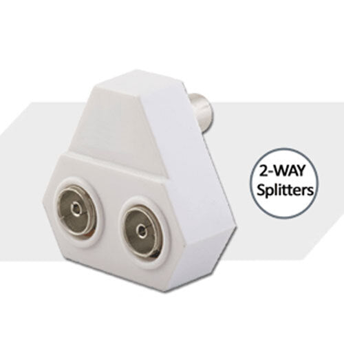 Sansai 2-Way Indoor 75ohm Right Angle TV Antenna Signal Coaxial Splitter White — image 2
