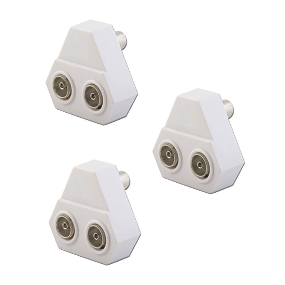 Sansai 2-Way Indoor 75ohm Right Angle TV Antenna Signal Coaxial Splitter WHT (3 Pack)